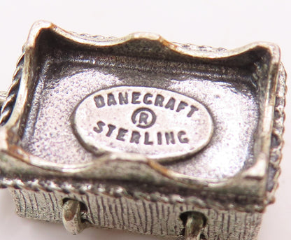 DANECRAFT 925 Silver  Vintage Engraved Hope Chest Box Pendant (OPENS)  PT21716