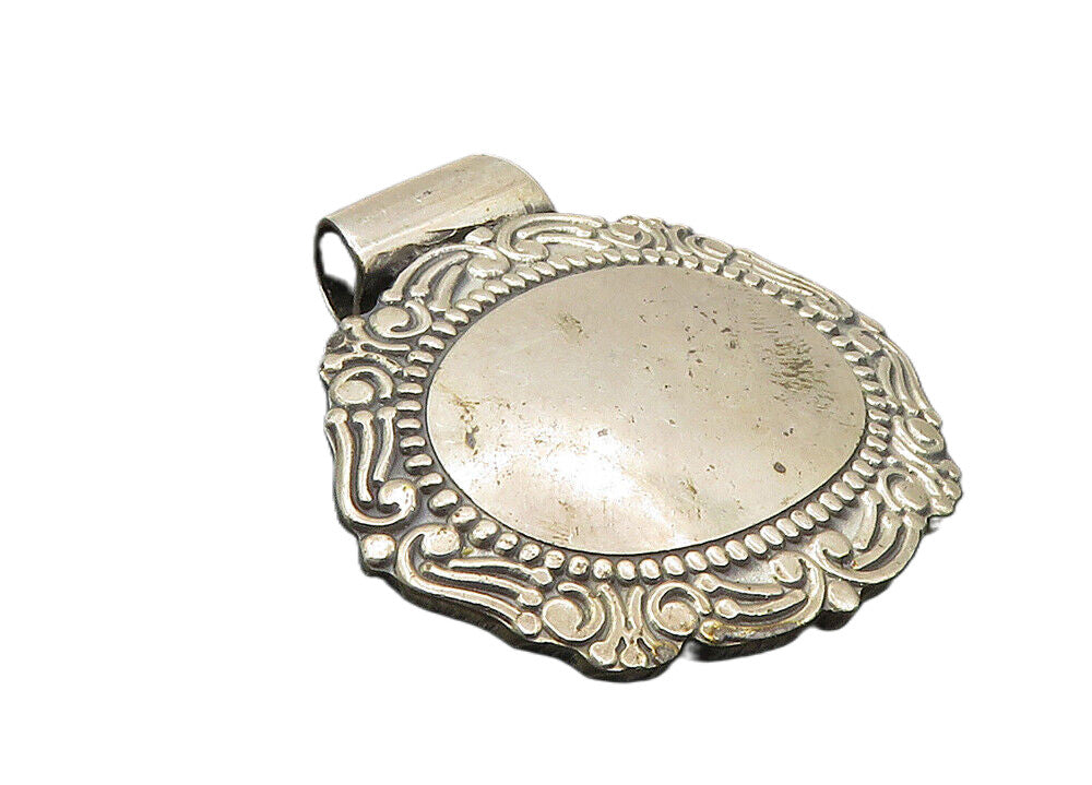 925 Sterling Silver  Vintage Swirl Patterned Border Slide Pendant  PT7883