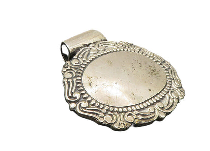925 Sterling Silver  Vintage Swirl Patterned Border Slide Pendant  PT7883