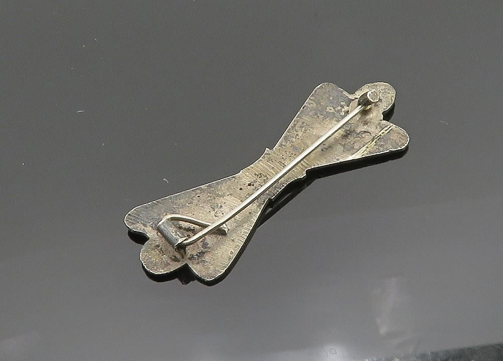 925 Sterling Silver Vintage Brooch Pin EAST EUROPE Antique Floral Bow  BP12535