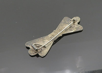 925 Sterling Silver Vintage Brooch Pin EAST EUROPE Antique Floral Bow  BP12535