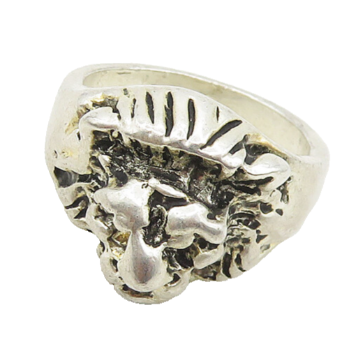 925 Sterling Silver  Vintage Chiseled Lion's Head Band Ring Sz 6.5  RG17615