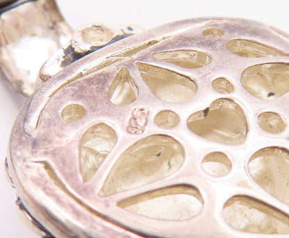 925 Sterling Silver  Vintage Shiny Two Tone Love Heart Cutout Pendant  PT16995