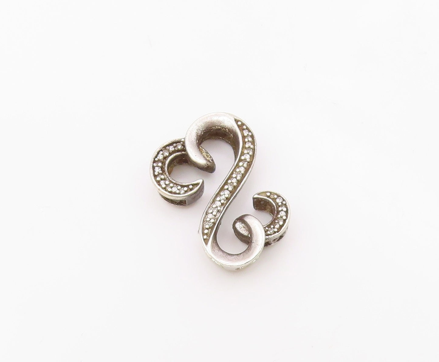 925 Sterling Silver  Vintage Genuine Diamonds Infinity Heart Pendant  PT17761