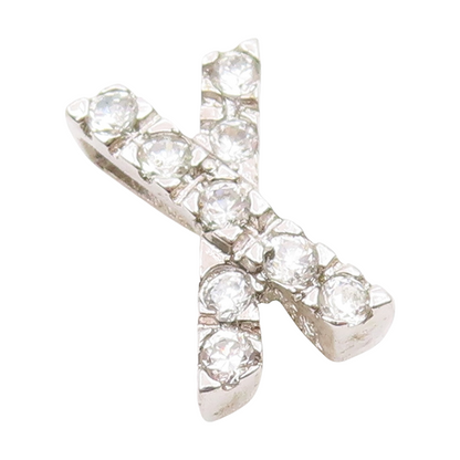 925 Sterling Silver  Vintage Dainty Cubic Zirconia X Charm Pendant  PT21234