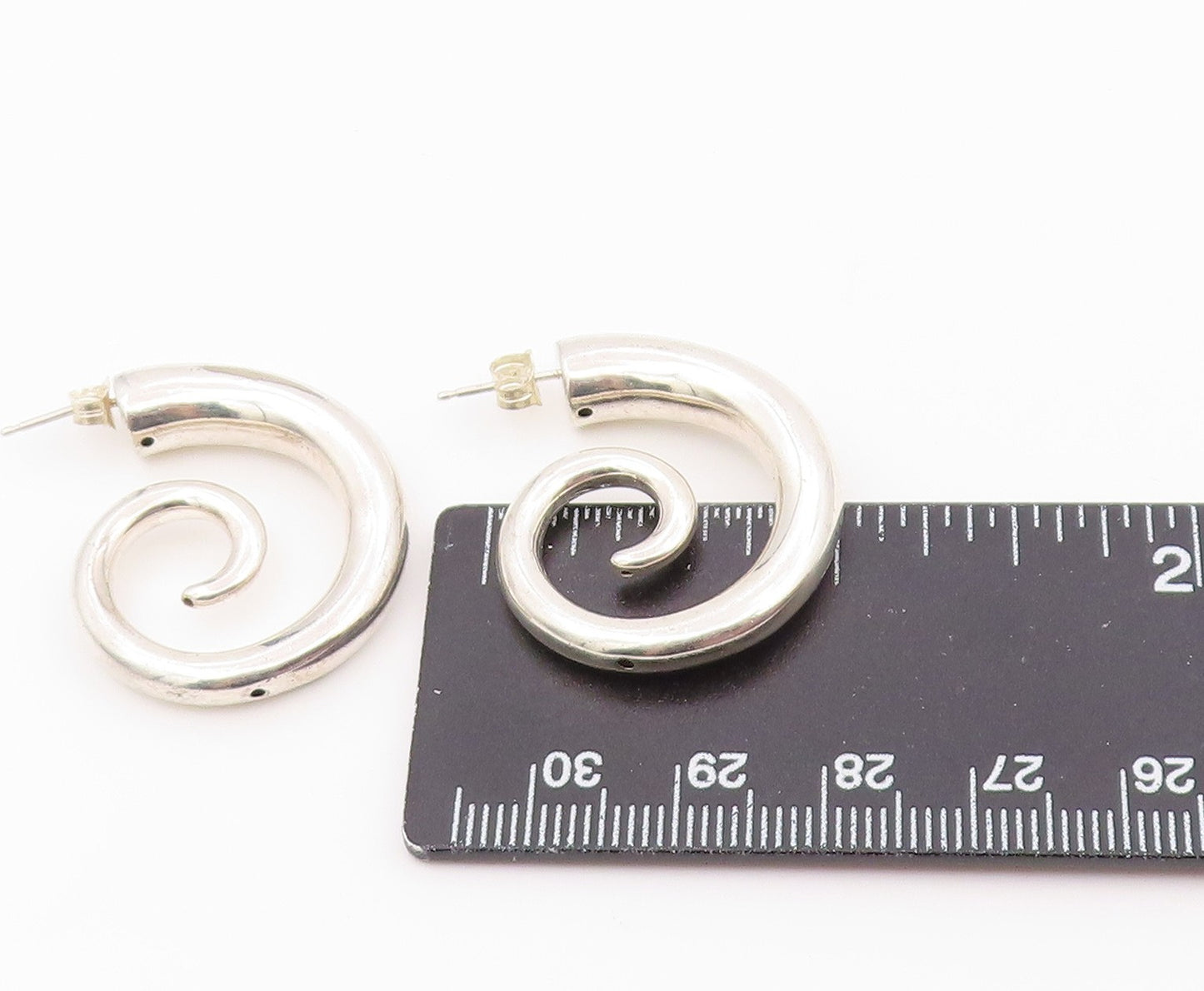 925 Sterling Silver Vintage Earrings Minimalist Polished Spiral Stud  EG14466
