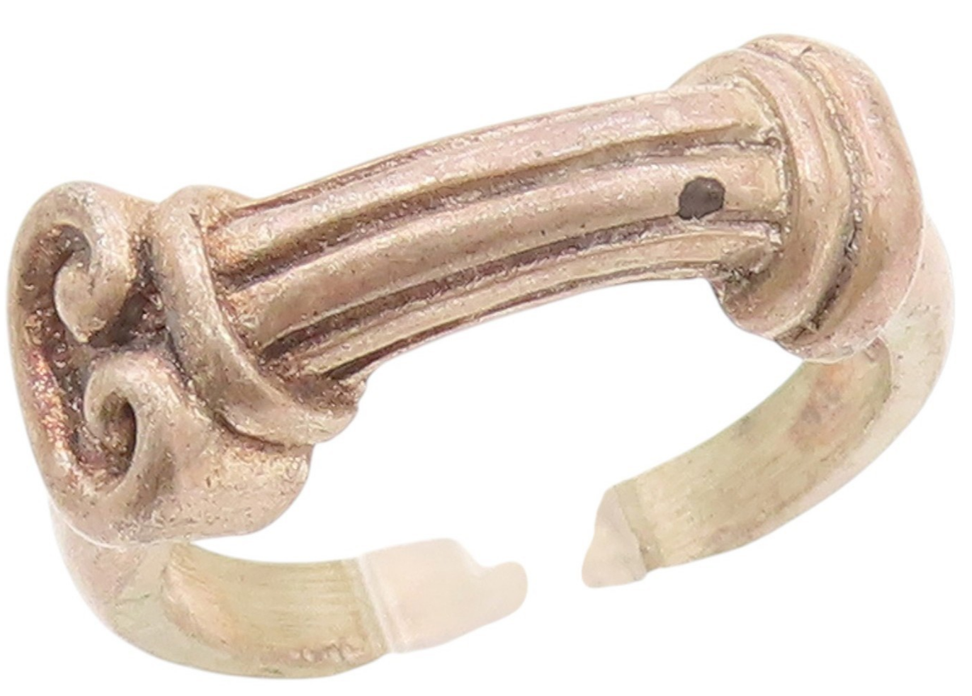 925 Sterling Silver Vintage Ring Carved Pillar Statement Band  Sz 7.5  RG34397