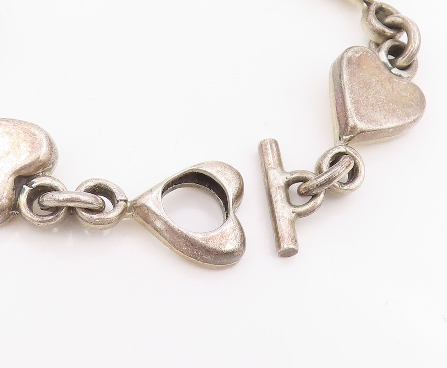 925 Sterling Silver Vintage Bracelet MEXICO Interlocking Love Hearts BT11615