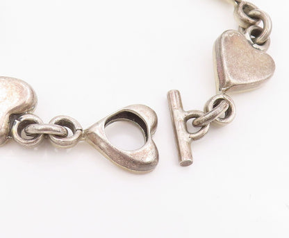 925 Sterling Silver Vintage Bracelet MEXICO Interlocking Love Hearts BT11615