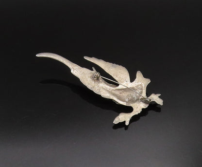 MEXICO 925 Silver  Vintage Antique Bird With Turquoise Eye Brooch Pin  BP9816