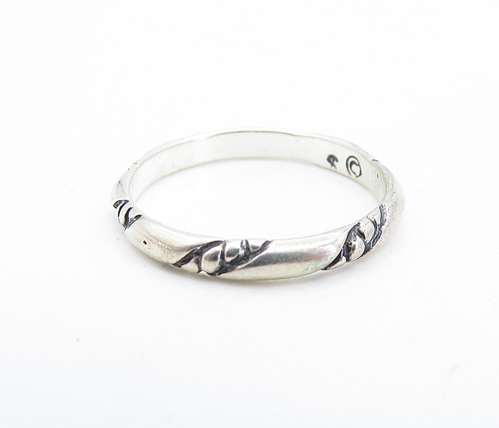 SHUBE 925 Silver  Vintage Petite Etched Slanted Pattern Band Ring Sz 6  RG6424
