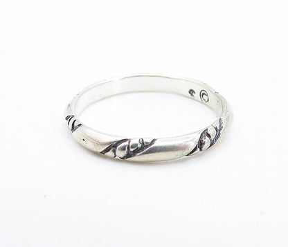 SHUBE 925 Silver  Vintage Petite Etched Slanted Pattern Band Ring Sz 6  RG6424