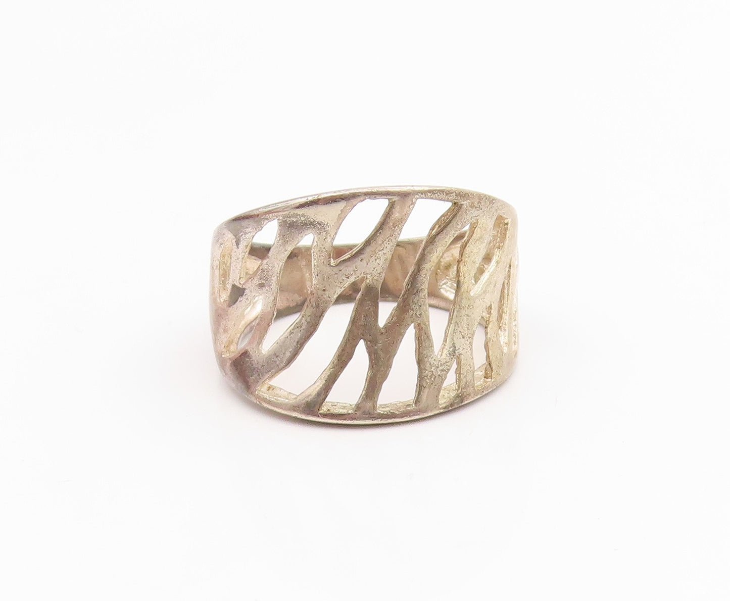 925 Sterling Silver Vintage Ring Minimalist Abstract Cutout Band  Sz 7  RG35709