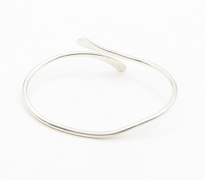 925 Sterling Silver  Shiny Hammered Flat Ends Bypass Cuff Bracelet  BT6161