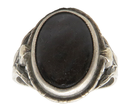 ENGLAND 925 Silver  Vintage Petite Cabochon Stone Band Ring Sz 5.5  RG12602