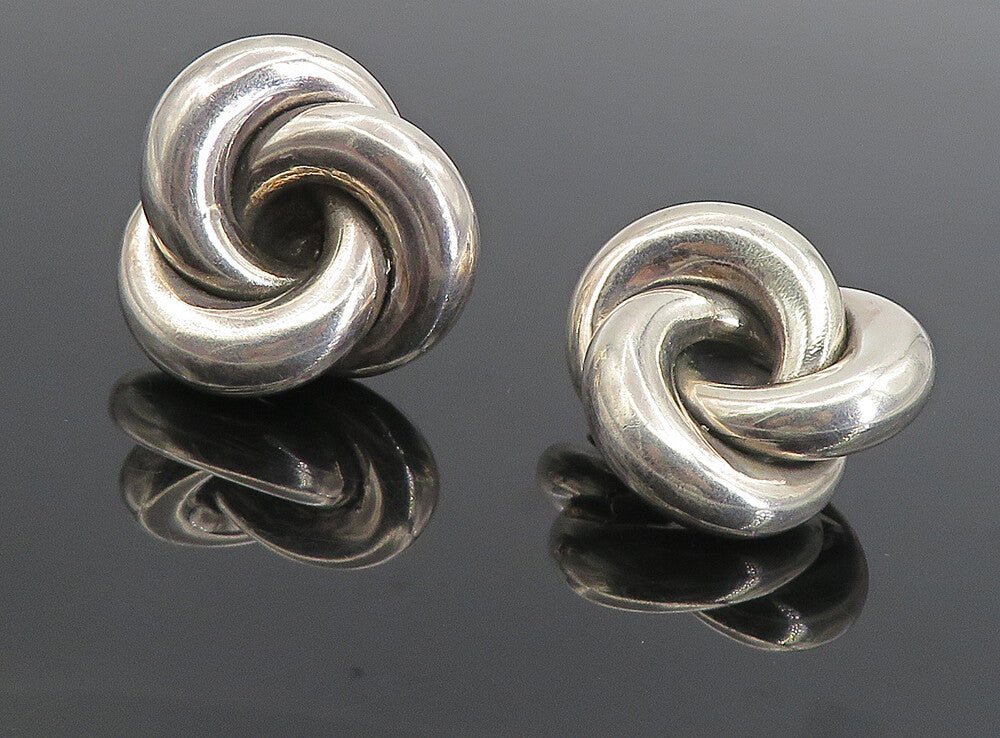 925 Sterling Silver   Vintage Pretzel Knot Non Pierce Drop Earrings  EG4371