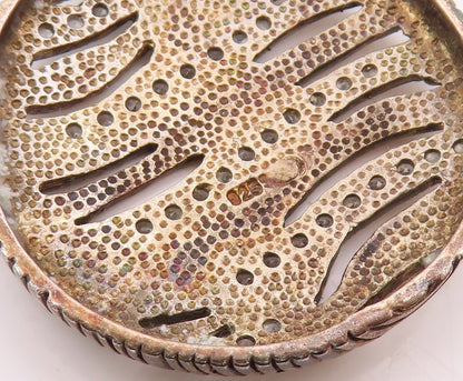 925 Sterling Silver  Vintage Shiny Topaz Textured Pattern Pendant  PT19676