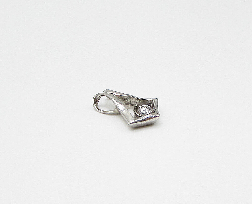 925 Sterling Silver  Round Cut White Cubic Zirconia Slider Pendant  PT2141