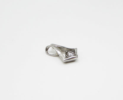 925 Sterling Silver  Round Cut White Cubic Zirconia Slider Pendant  PT2141