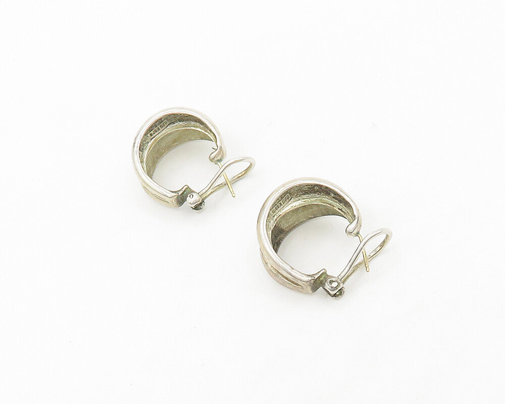 ESPO 925 Silver & 14K GOLD  Vintage Shiny Round Curved Drop Earrings  EG9142