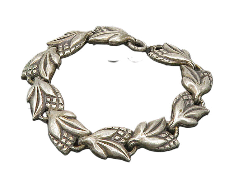 NAPIER 925 Sterling Silver  Vintage Antique Rare Floral Chain Bracelet  BT7958