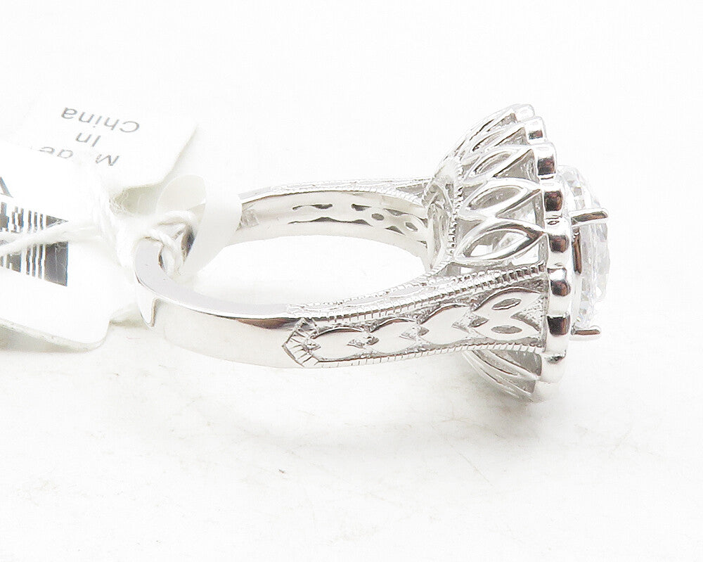 VANNA K. 925 Sterling Silver  Cubic Zirconia Shiny Cocktail Ring Sz 6  RG12428