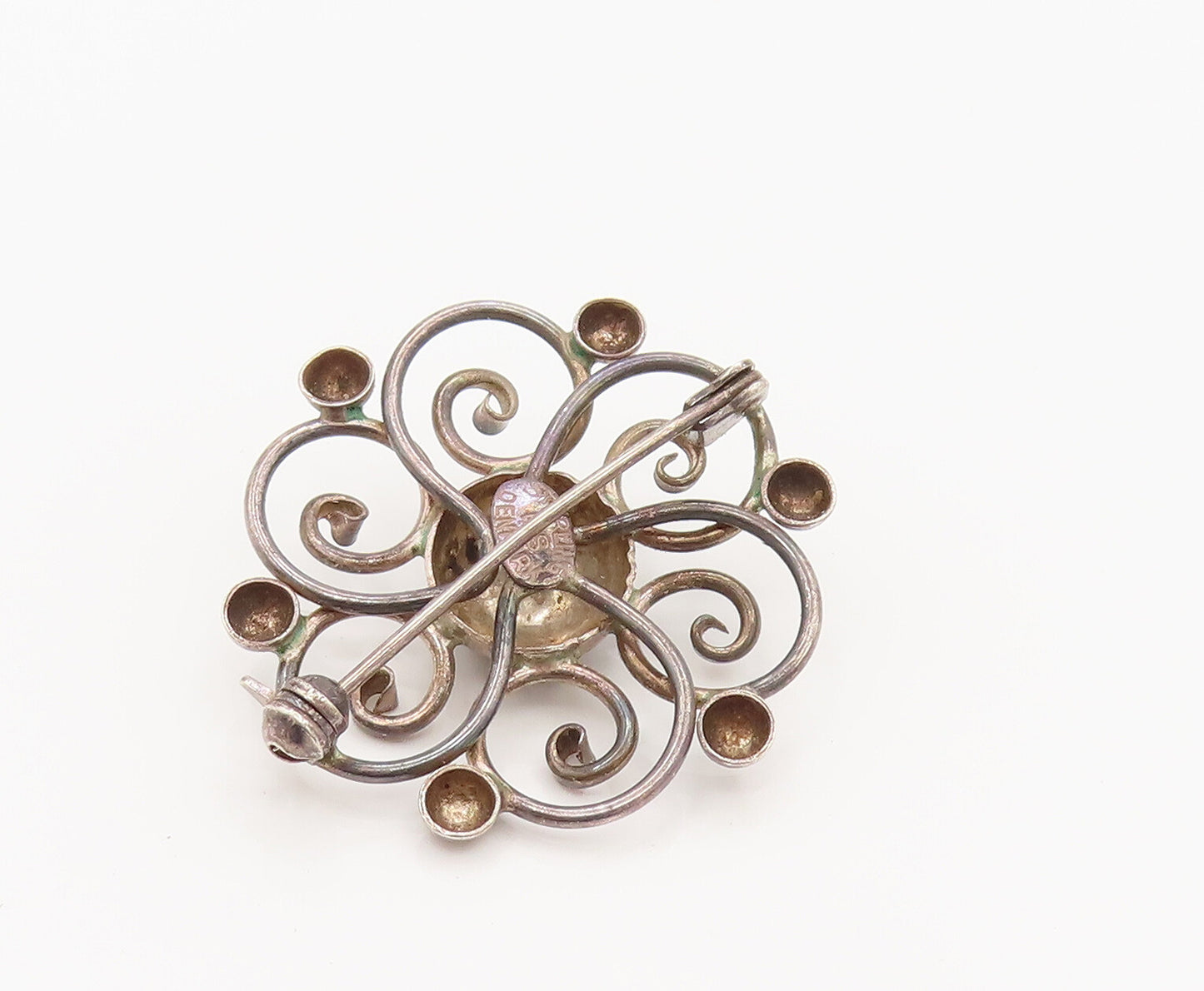 HERMANN SIERSBOL DENMARK 925 Silver  Vintage Open Flower Brooch Pin  BP10131