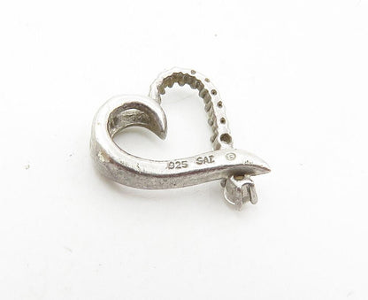 925 Sterling Silver  Vintage Petite Topaz Open Love Heart Pendant  PT7092