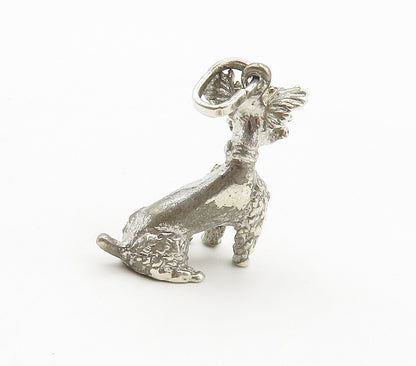 925 Sterling Silver  Vintage Shiny Sculpted Sitting Dog Pendant  PT12000