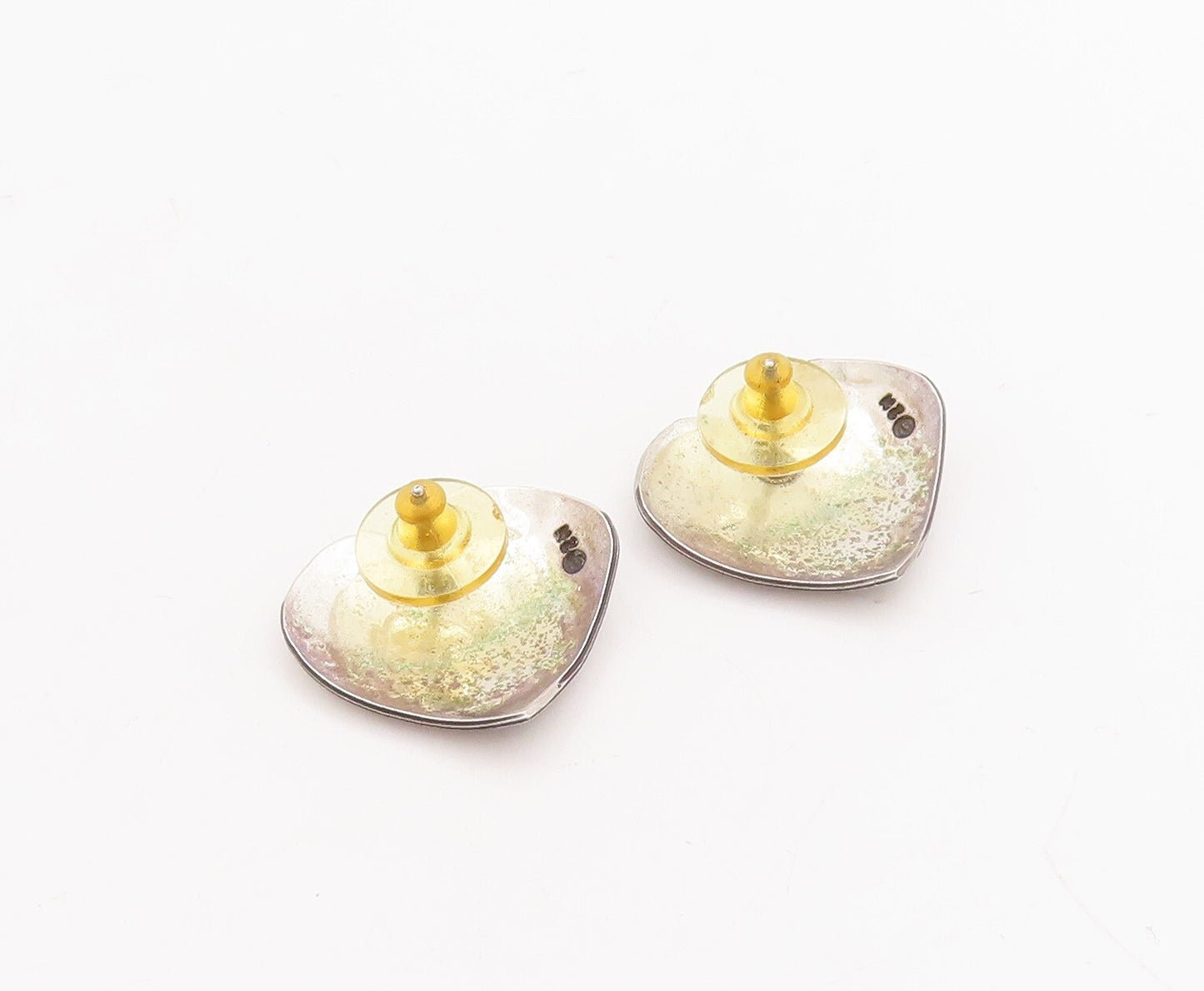 925 Sterling Silver Vintage Earrings Life Love Family Etched Heart  EG13136