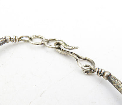 NAVAJO 925 Sterling Silver  Vintage Tear Drop Hematite Chain Necklace  NE1618
