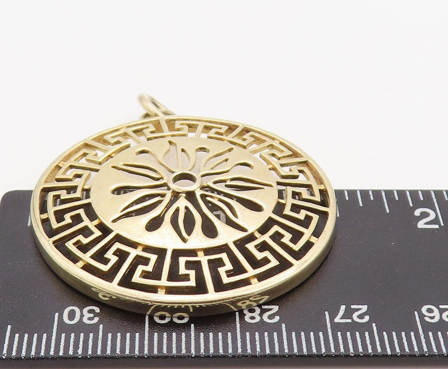 925 Sterling Silver Vintage Pendant Gold Plated Cutout Maze Key Sun  PT23514