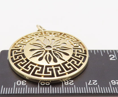 925 Sterling Silver Vintage Pendant Gold Plated Cutout Maze Key Sun  PT23514