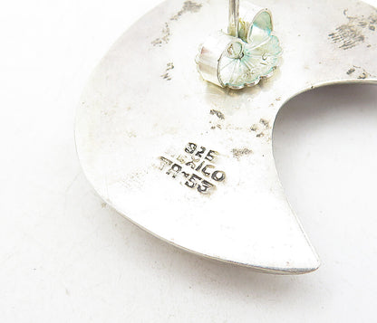 MEXICO 925 Sterling Silver  Vintage Hollow Crescent Moon Drop Earrings  EG4022