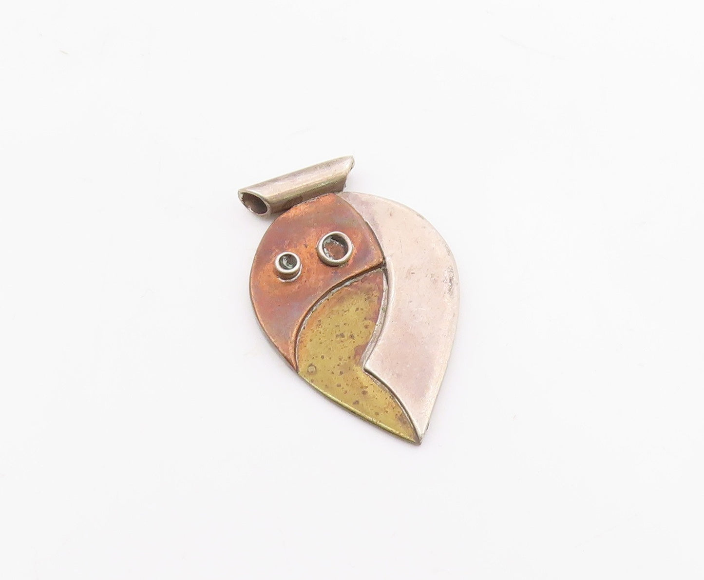 925 Sterling Silver  Vintage Three Tone Modernist Slide Pendant  PT17306
