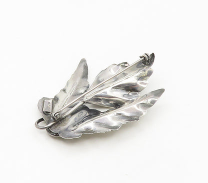 925 Sterling Silver  Vintage Shiny Sculpted Flower Motif Brooch Pin  BP6543
