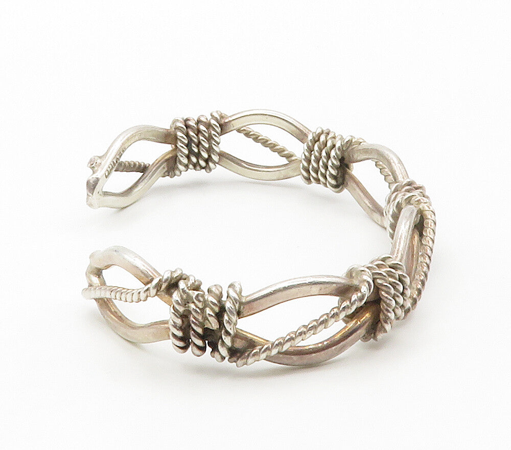 MEXICO 925 Sterling Silver  Vintage Rope Twist Wrapped Cuff Bracelet  BT5839