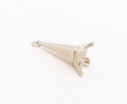 925 Sterling Silver Vintage Pendant LANCOME PARISE Carved Eiffel Tower  PT23153