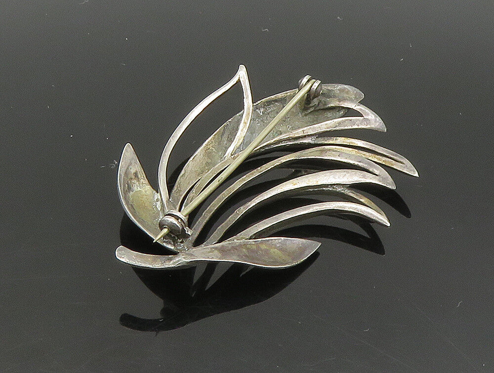 JUST ANDERSEN DENMARK 925 Silver  Vintage Modernist Leaf Brooch Pin  BP9323