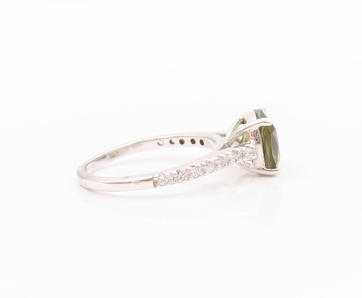 925 Sterling Silver Vintage Ring Minimalist Square Peridot CZ Band Sz 7  RG32494