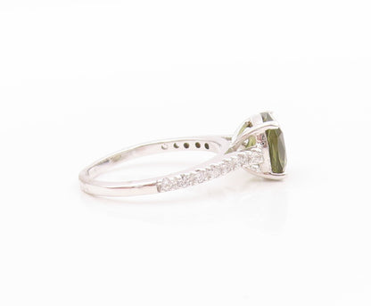 925 Sterling Silver Vintage Ring Minimalist Square Peridot CZ Band Sz 7  RG32494