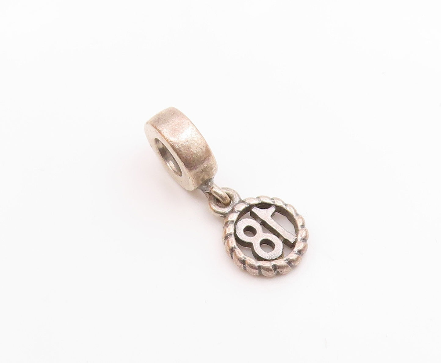 PANDORA 925 Sterling Silver Vintage Dangling 18 Birthday Pendant  PT18151