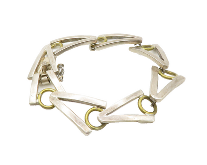 MEXICO 925 Sterling Silver  Vintage Two Tone Arrow Link Chain Bracelet  BT5034