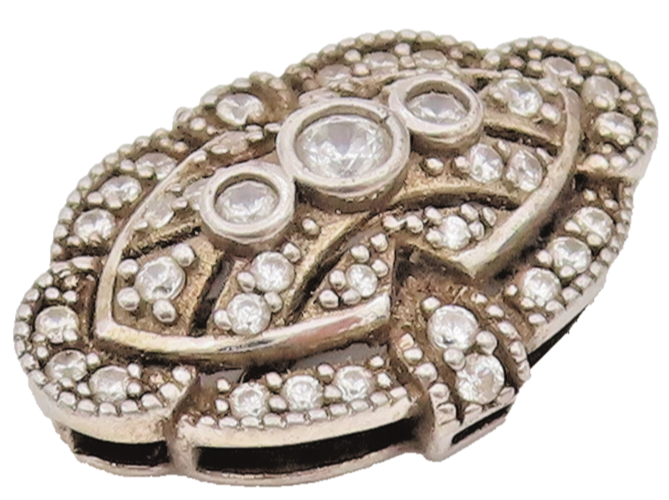 925 Sterling Silver  Vintage CZ Eye Inside The Flower Pendant  PT22104