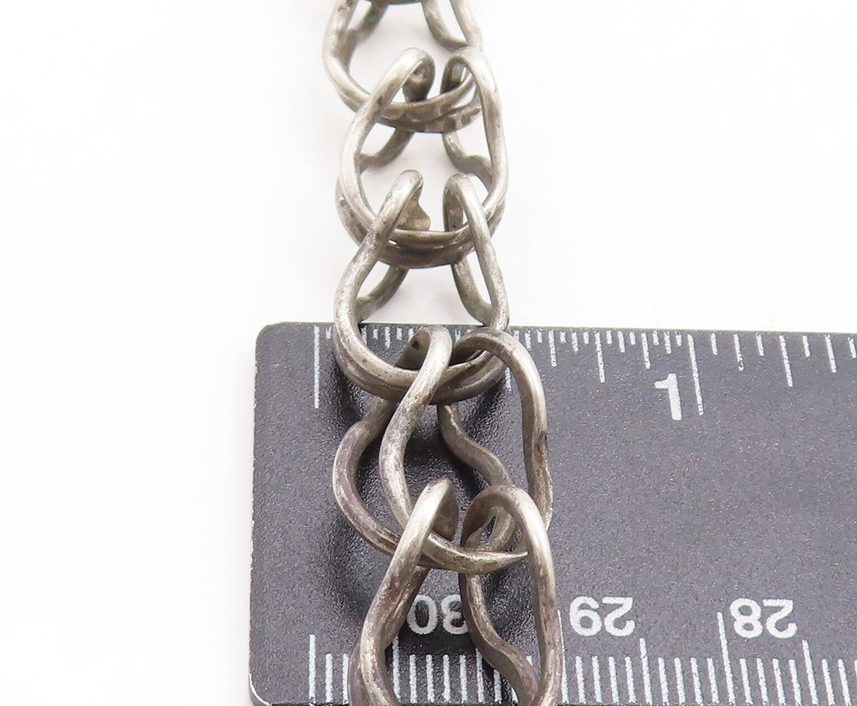 Solid Silver Vintage Antique Oxidized Pattern Designer Chain Necklace NE1204