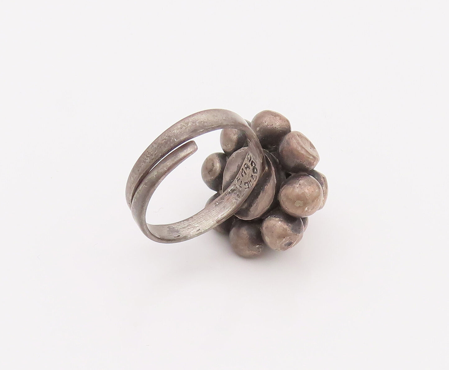 MEXICO 925 Silver  Vintage Cluster Grains Of Sand Adjustable Ring Sz 7 RG26550