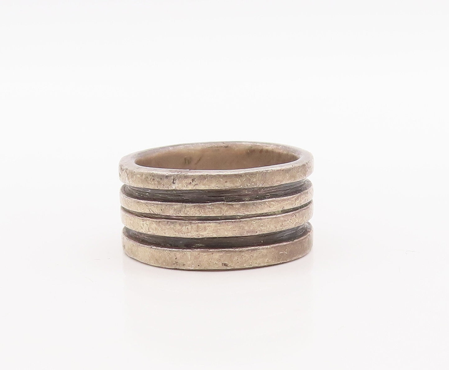 925 Sterling Silver Vintage Ring Solid Grooved rings  Sz 8.5  RG28747