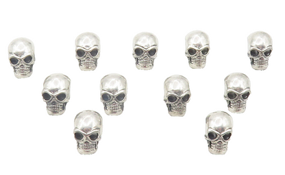 925 Sterling Silver  Vintage Lot Of 11 Shiny Skull Head Slide Pendants  PT9512