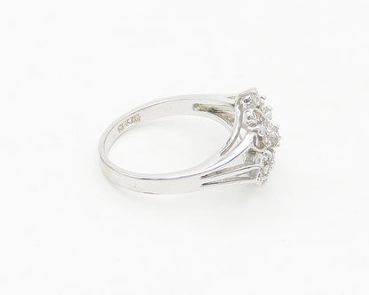 925 Sterling Silver  Topaz Floral Swirl Design Shiny Band Ring Sz 8  RG17094