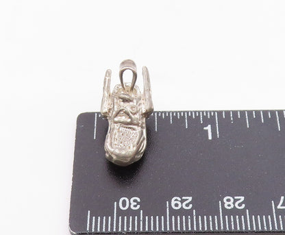 925 Sterling Silver  Vintage Shiny Winged Sneaker Shoe Pendant  PT15211